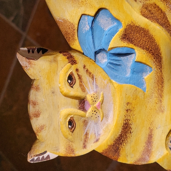 VINTAGE WOODEN TABBY CAT  PULL TOY - Picture 11 of 12